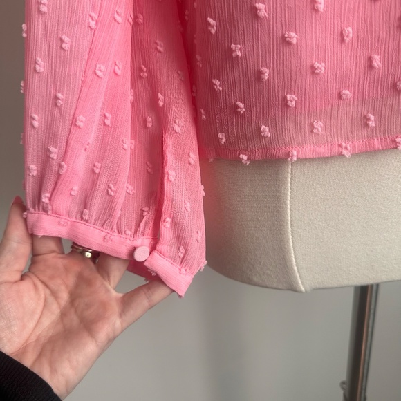 J Crew Pink Swiss Dot Blouse Sz Medium - Picture 4 of 6